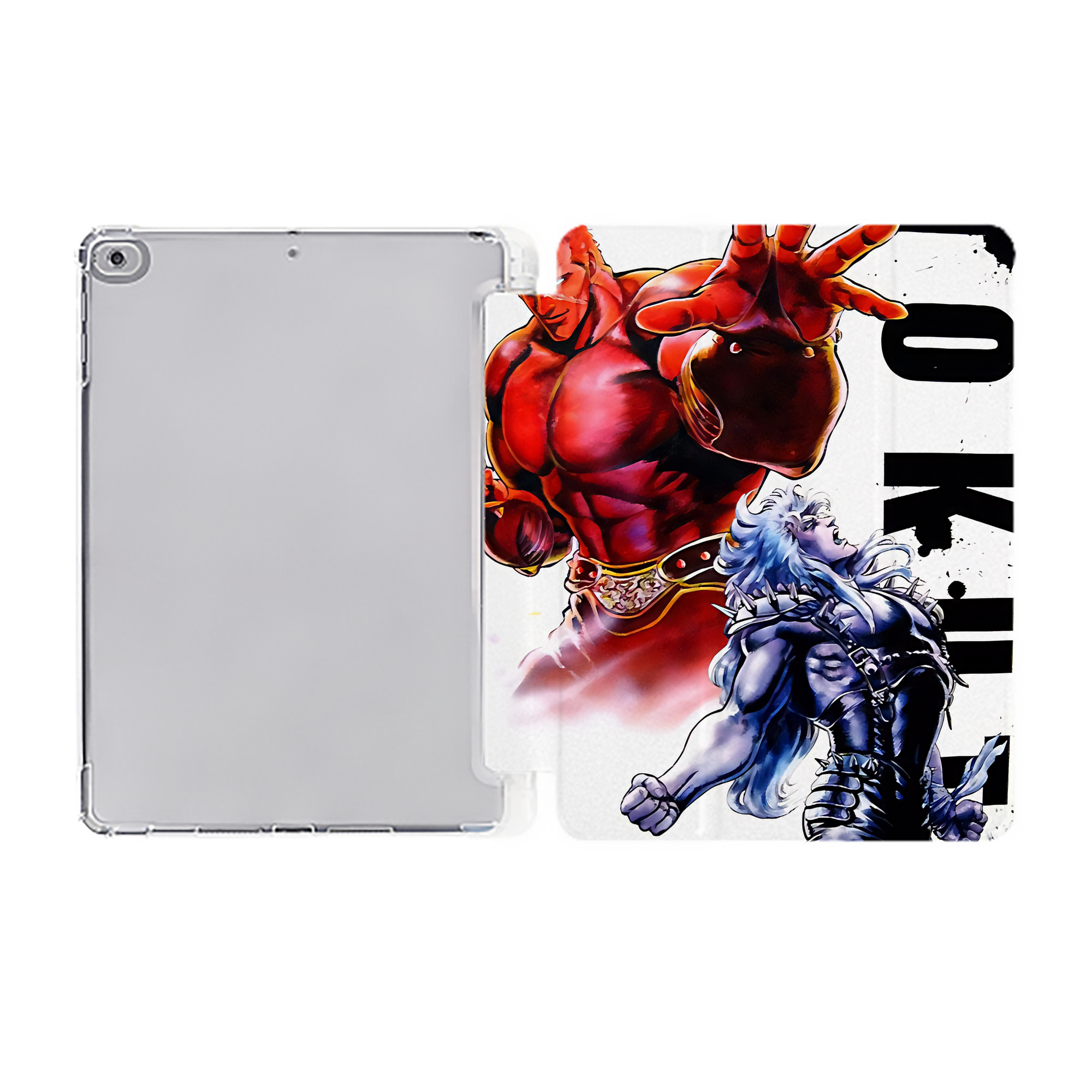 （画像用） 北斗の拳 Fist of the North Star IPad ケース ペン収納付き 三つ折りスタンド PUレザー×シリコン 対応機種9.5/10.5/10.9インチ